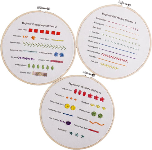 YSMNAIL Embroidery Kit for Beginners (4 Sets), Adjustable Bamboo Hoops, Floral Patterns, DIY Starter Kit for Adults, Hand Craft Art Craft Kit......