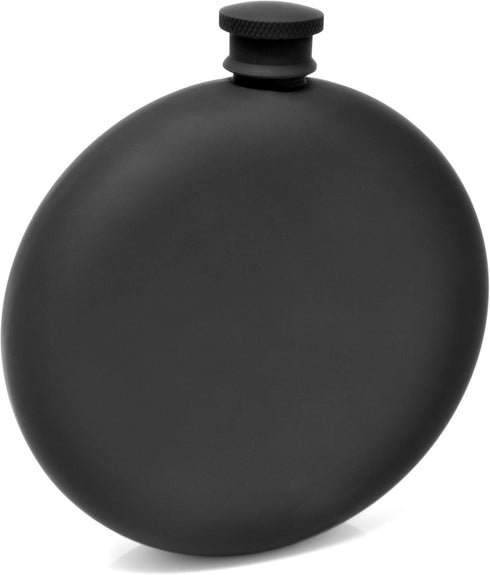 Hip Flask for Liquor Matte Black 8 Oz Stainless Steel Leak-Proof Circular with Funnel in Gift Package for Men & Women....