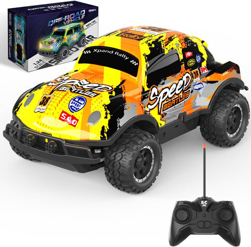 Remote Control Car, 1/24 Scale Light Up Racing Car Toys, RC Car for Kids with Cool Led Lights, Hobby RC Cars Toys Birthday Gifts for 3 4 5 6 7 8 Y...