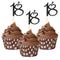Sumerk 24PCS 18 Cupcake toppers Black Glitter 18th Birthday Cupcake Picks Anniversary Party Decorations...