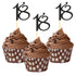Sumerk 24PCS 18 Cupcake toppers Black Glitter 18th Birthday Cupcake Picks Anniversary Party Decorations...