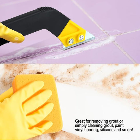 Grout Removal Tool, Angled Design Grout Hand Saw, Tile Grout Saw with 6 Pieces Extra Replacement Blades for Tile Cleaning...