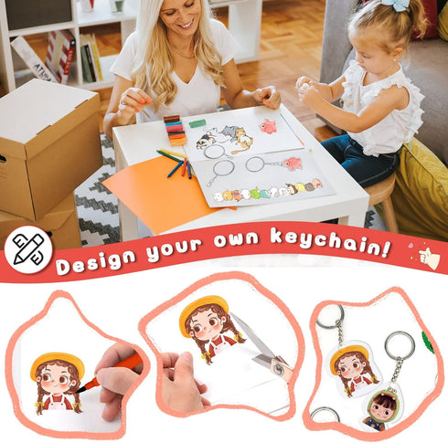 yyoemas 170 PCS Shrinky Dink Keychain Kit,Shrinky Dink Kit with 15 Shrinky Dink Sheets,Ear Hook,Bead Chain,Corn Buttons,Lobster Clasp,Split Ring a...