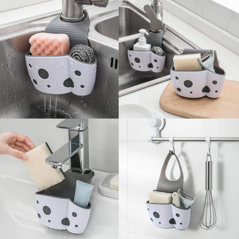 UNIKON 2 Pack Sink Caddy Sponge Holder Organizer, Hanging Kitchen Adjustable Strap Faucet Caddy, White...