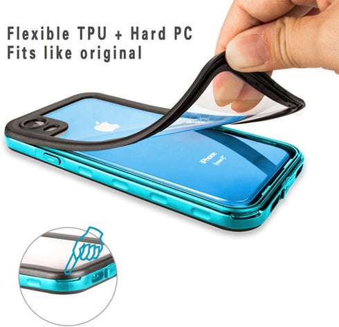 Compatible with Apple iPhone XR Case, Full-Body Protective Waterproof Case, Shockproof Snowproof Clear Cover Case for iPhone XR (6.1 Inch, Teal Cl...