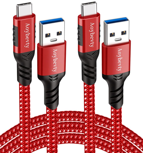USB A to USB C Cable 3.3ft+10ft (Red), 10Gbps Data Transfer and 60W 3A Fast Charging Cable, USB C 3.1/3.2 Cable for Samsung Galaxy S22 S21 S20 S10...
