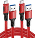 USB A to USB C Cable 3.3ft+10ft (Red), 10Gbps Data Transfer and 60W 3A Fast Charging Cable, USB C 3.1/3.2 Cable for Samsung Galaxy S22 S21 S20 S10...