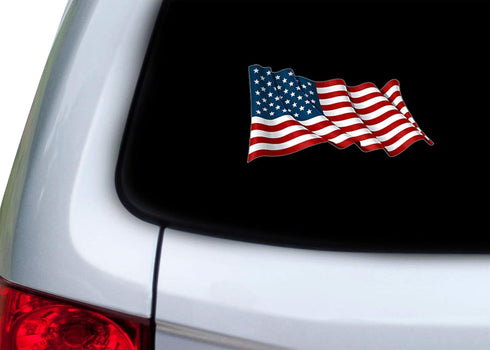 Rogue River Tactical USA Flag Sticker Bumper Sticker Car Decal Gift Patriotic American Wavy United States (5x3 Inch)...