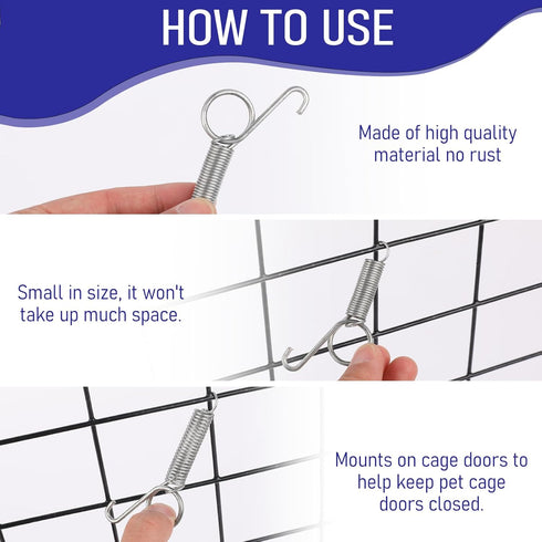 20Pcs Spring Door Latch for Rabbit Cages Spring Latch Hook for Rabbit Cages Multi-Functional Pet Cages Door Spring Latch for Fixing Small Animal, ...