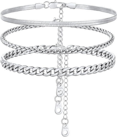 ChainsProMax Cuban Link Anklets for Women Stainless Steel Anklets Plus Size Anklets Women Ankle Bracelets Anklet Set...