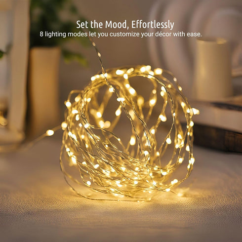 koopower 2X 50 LEDs Battery Fairy Lights on 16ft Waterproof Copper String for Outdoor (8 Modes), Warm White...