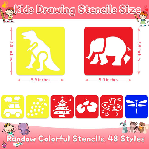 LanMa Drawing Stencils for Kids, 48 Pieces Plastic Drawing Painting Stencil Templates for Kids Crafts School Art Projects...