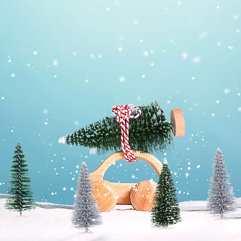 18Pcs Miniature Pine Trees Sisal Trees with Wood Base Christmas Tree Set Tabletop Trees for Miniature Scenes, Christmas Crafting and Designing, Mi...