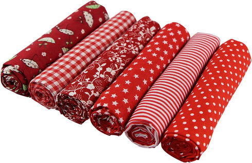 UOOOM 6pcs 50 x 50cm Patchwork Cotton Fabric DIY Handmade Sewing Quilting Fabric Different Designs (Tone-Red)...