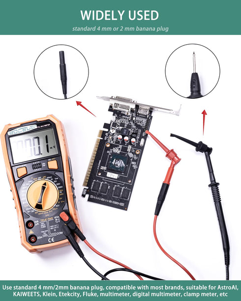 Mini Grabber Test Clip with 2MM Banana Jack, 2 PCS Multimeter Test Lead Hooks Clips Push on Test Probe Electronic Testing IC Grabber...