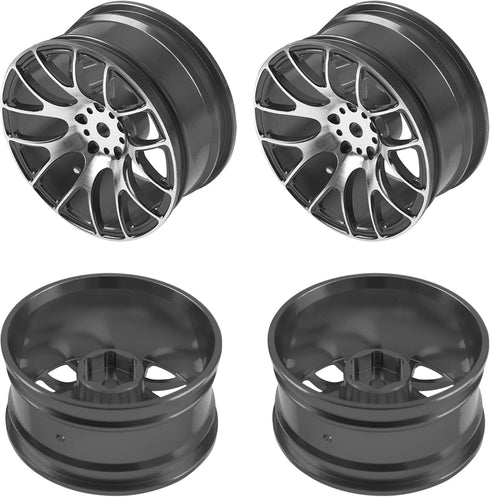 4Pack HIRCQOO Metal Wheel Rims 12mm Hex Hub Compatible with 1/10 On-Road Racing Touring Drift Car Tamiya TT-01 Kyosho RedCat Sakura D4 XIS HSP 1/1...