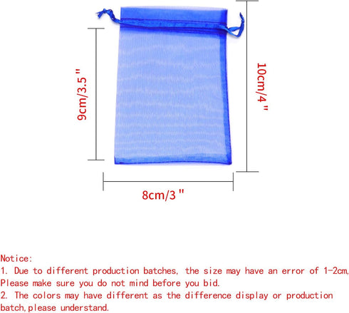 100Pcs Organza Bags 3x4 Inches, Sheer Small Drawstring Jewelry Gift Candy Pouches Wedding Party Christmas Favor Bags (Mixed Color)...