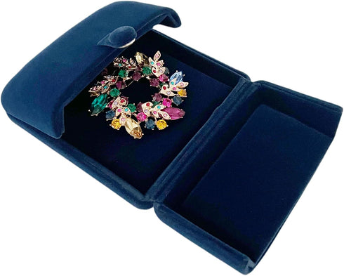Brooch Present Box Premium Grade Navy Blue Velvet Jewelry Case Brooch Pin Badge Classic Design...