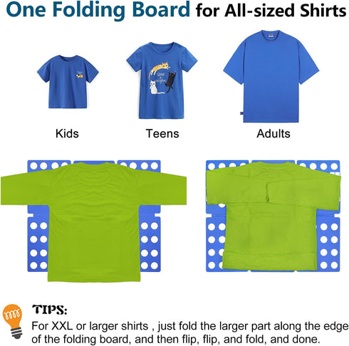 t Shirt Folder Clothes Folding Board Plastic Laundry Folder Home Storage Tool for Adults and Children, Blue...
