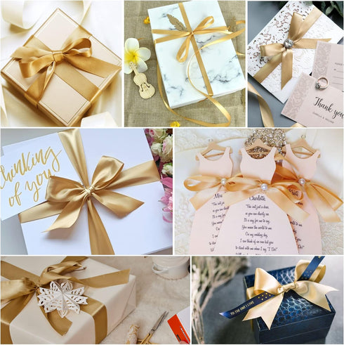 Gold Ribbon 1 Inch x 25 Yards, Satin Fabric Silk Ribbon for Gift Wrapping, Bows Making, Floral Bouquets, Wreaths, DIY Handicrafts, Sewing Projects...