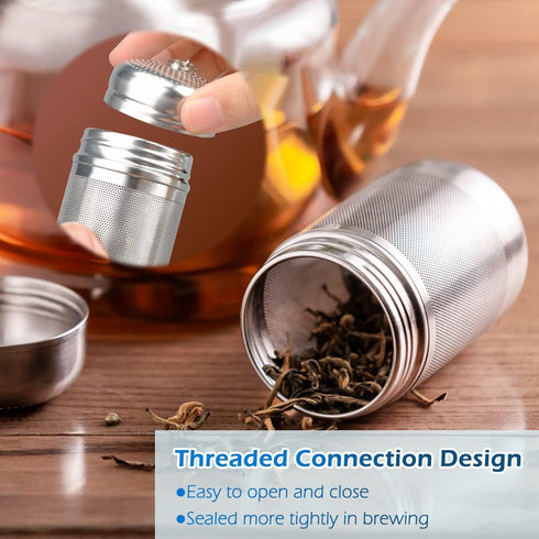 Stainless Steel Tea Infuser 2 Pack,Tea Strainer Set for Loose Tea Leaf,Cooking Infuser for Spices with Tray,Extra Fine Mesh Tea Filters with Exten...