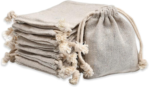 calary 50pcs Double Canvas Drawstring Bag Cotton Pouch Gift Sachet Bags Muslin Reusable Tea Bag 2.75x4 Inch...
