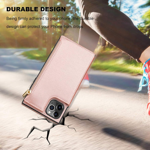 Bocasal Wallet Case for iPhone 11 Pro Max with 3 Card Slots Cash Holder Zipper Design Premium PU Leather Sturdy Magnetic Closure 6.5 Inch(Rose Gol...
