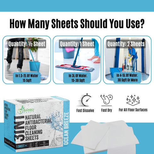 90 Pcs All Natural Floor Cleaner Sheets - Biodegradable And Dissolvable Multipurpose Mopping Concentrated Floor Cleaning Soap Detergent Strips, Me...