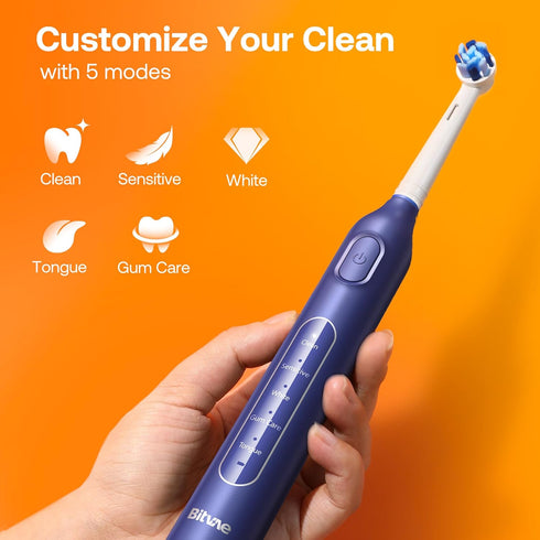Bitvae R1 Rotating Electric Toothbrush with 8 Brush Heads for Adults and Kids, 60-Day Battery Life, 5 Modes Rechargeable Power Toothbrush with 2-M...