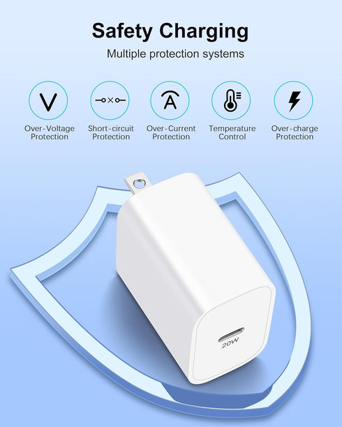 Pixel 8/7/6/5/4/3 Fast Charger, 2Pack 20W USB C Charging Block + 6FT USB C Cable Cord for Google Pixel 8/8 Pro/7/7 Pro/7a, 6a/6/Pro, 5/4/3/2/XL, P...