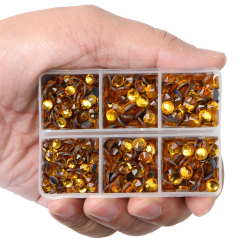 LPBeads 6400 Pieces Hotfix Rhinestones Topaz Flat Back 5 Mixed Sizes Crystal Round Glass Gems with Tweezers and Picking Rhinestones Pen...
