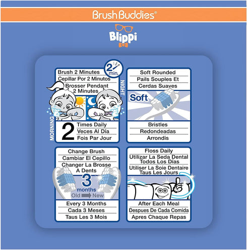 Brush Buddies Blippi Kids Toothbrushes Kit, Manual Toothbrushes for Kids, Toothbrush for Toddlers 2-4 Years, Travel Toothbrush Kit with Cover and ...
