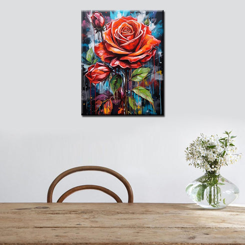 TUMOVO American Flowers Painting Paint by Number Kits 16 x 20 inch Coloful Romantic Rose Canvas DIY Graffitic Street Art Oil Painting for Kids Adu...