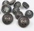 11 Piece Antiqued Black Silver Metal Blazer Button Set - Crown - for Blazer, Suits, Sport Coat, Uniform, Jacket (Black 15MM 20MM)...