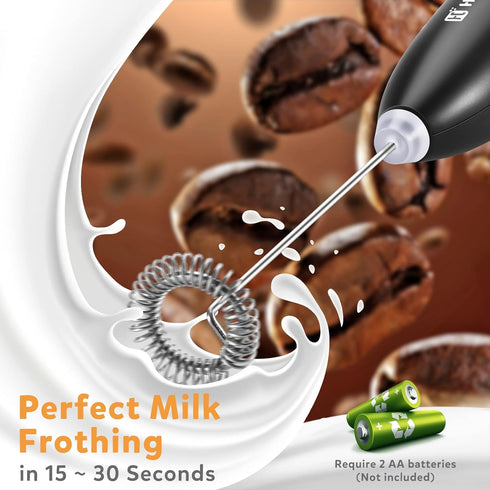 Milk Frother for Coffee, Hand Mixer, Handheld Electric Whisk, Battery Operated Drink Mixer for Latte, Cappuccino, Hot Chocolate, Matcha (Red)...