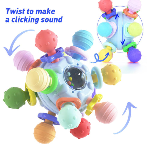 Baby Teething Toys for 0 3 6 9 12 Month Boys Girls, Newborn Infant Toys Rattle Baby Teether Chew Sensory Montessori Toys, Baby Shower Gifts for 1 ...