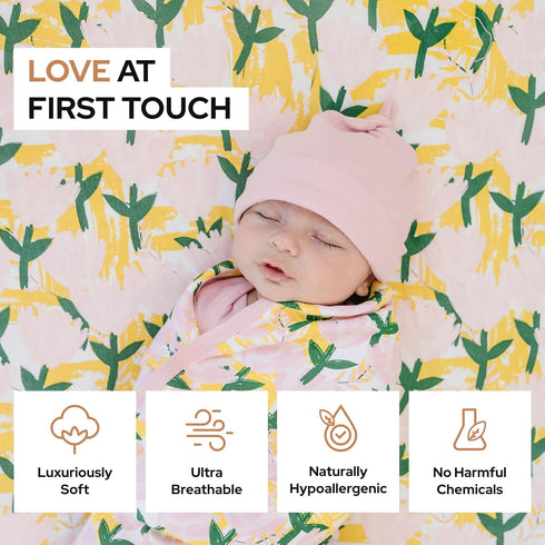 Mini Crib Sheet with Garden Flower Pattern - 100% Organic Cotton Pack n Play Fitted Sheet - Premium Pack n Play Sheets - Compatible as Graco Pack ...