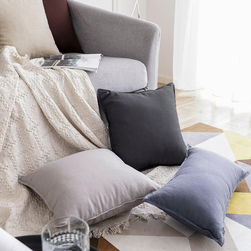 Jeanerlor 26"x26" Decorative Cotton Linen Couch Throw Pillow Case Cool Durable Classy Euro Sham Comfortable Cushion Cover for Wedding Party Gift/C...