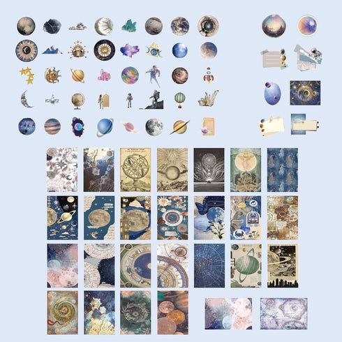 100Pcs Scrapbook Craft Paper Kit for Scrapbook Journaling Supplies,Scrapbook Space Stickers Aesthetic for Scrapbooking Supplies,Bullet Junk Journa...