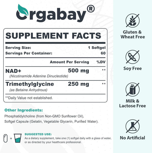 Liposomal NAD+ Supplement 500 mg, High Absorption, Boost NAD+ with TMG 250 mg, Actual NAD plus More Efficient Than Nicotinamide Riboside, Support ...