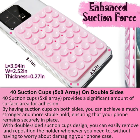 1 Pack Silicone Suction Cup Phone Case Mount Double Sided, Hands-Free Strong Grip Silicon Phone Holder for Selfies and Videos, Non Slip Phone Acce...
