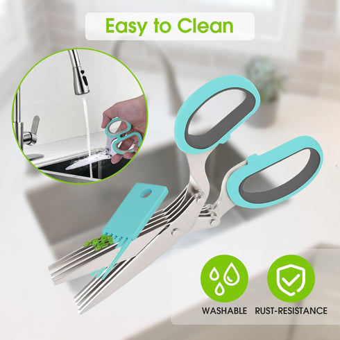 Herb Scissors, Kitchen Shears with 5 Blades and Cover, Multipurpose Cutting Herb Stripper, Kitchen Shears Dishwasher Safe, Kitchen Scissors for Cu...