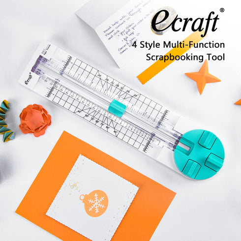 Paper Trimmer Craft Paper Cutter: 4 Style multi-function Scrapbooking Tool with Dial Blades of Straight,Wave,Dotted,perforated,Creasing for Cuttin...
