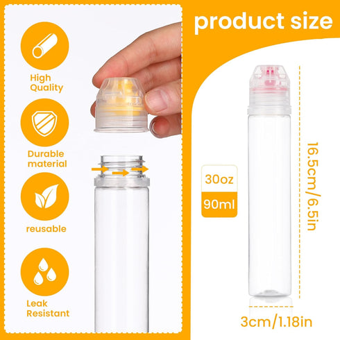 RAYNAG 8 Pack Honey Bottles Reusable Plastic Squeeze Bottle with Flip Lids Condiment Dispenser For Ketchup Salad Sauce Honey Tomato Mustard Dressi...