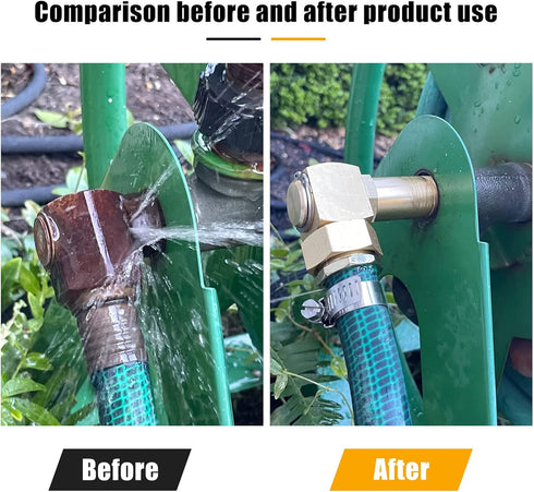 2PCS Brass Garden Hose Adapter, Brass Replacement Part Swivel, Hose Reel Parts Fittings for Garden Hose Adapter,90 Degree Angel Hose Extender to R...