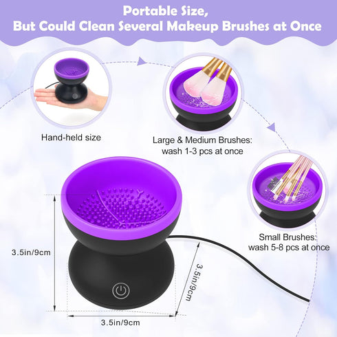 Electric Makeup Brush Cleaner with Drying Rack, Luxiv 2 In 1 Wash&Dry Makeup Brush Cleaner Machine Fit for All Size Brush Automatic Spinner Machin...
