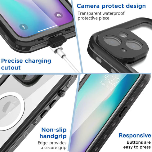 AICase for iPhone 14 Case Waterproof, Compatible with Magsafe Magnetic Protective iPhone 14 Phone Case, Water Proof Mag Safe Magnet Shockproof Ful...