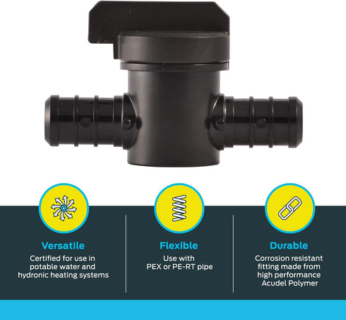 SharkBite 1/2 Inch Poly Crimp Ball Valve, Pack of 2, PEX Pipe, PE-RT, 24606Z2...