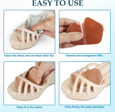 12-Pack Wool Felt Ball of Foot Cushion Shoe Insoles, Self-Adhesive Gel Metatarsal Pads Insert for Sesamoid Pain Relief, No Slip Forefoot and Sole ...