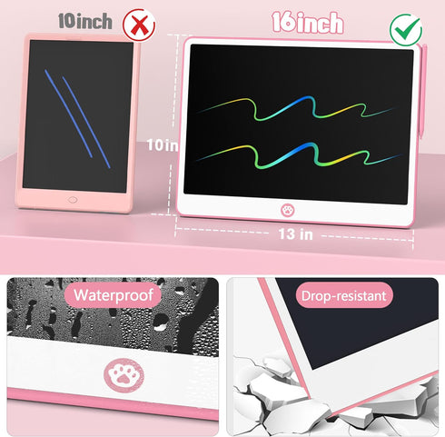 Hockvill LCD Writing Tablet for Kids 16 Inch, Toys for Girls Boys Drawing Pad for 3 4 5 6 7 8 Year Old Kid, Toddler Magnetic Doodle Board Travel E...
